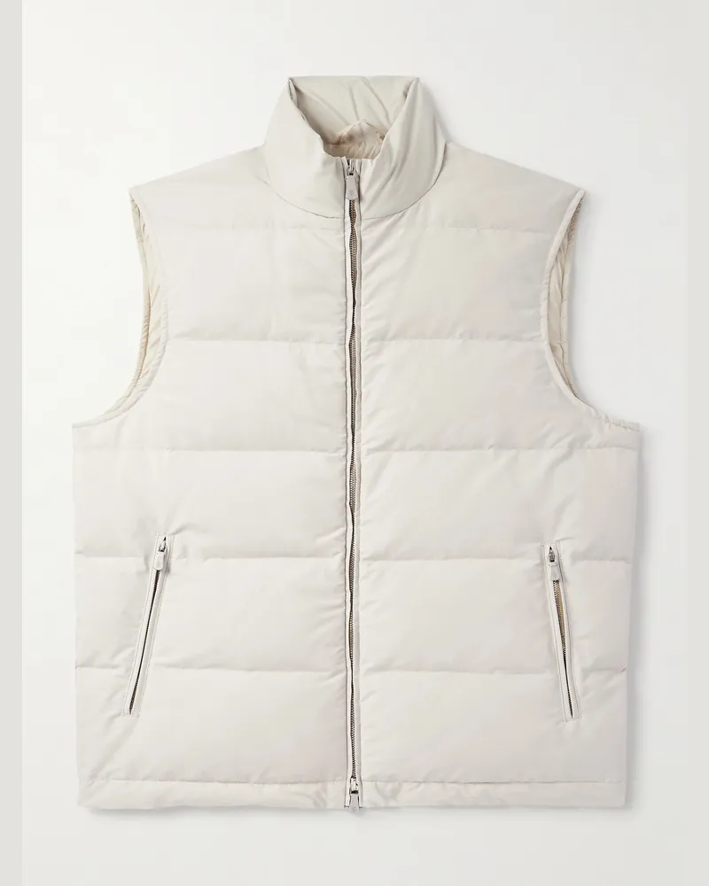 Eleventy Quilted Tech Wool-Blend Down Gilet Gray