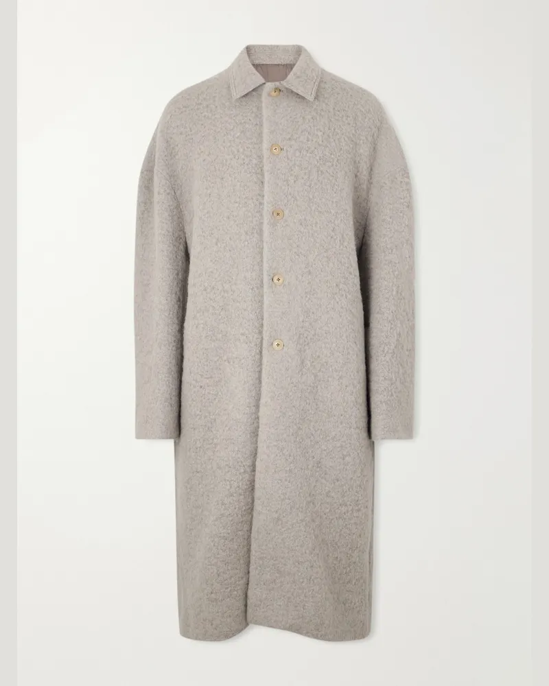 Rick Owens Brad Alpaca-Blend Bouclé Coat Gray