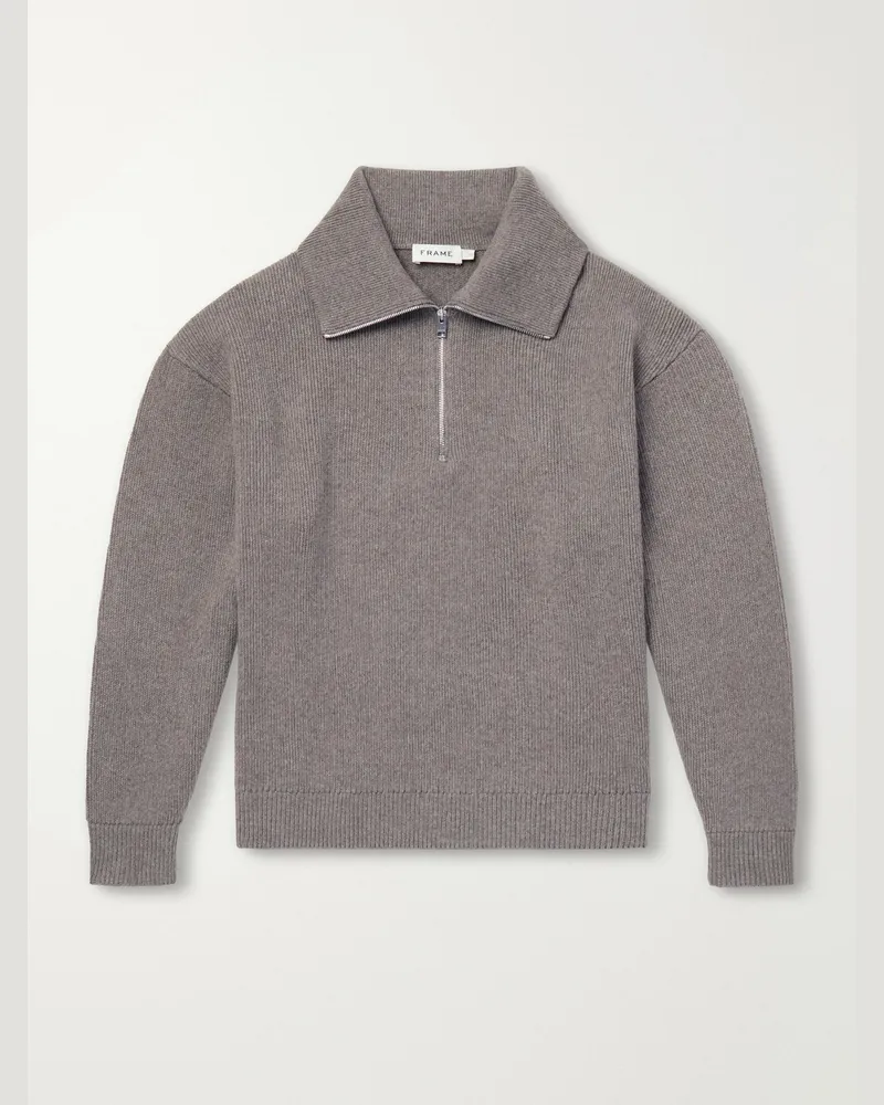 Frame Denim Wool Half-Zip Sweater Gray