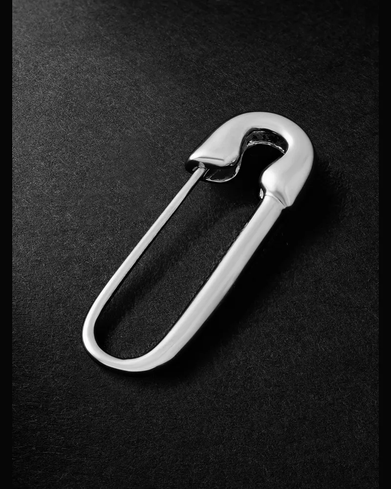 ANITA KO Safety Pin 18-Karat White Gold Single Earring White