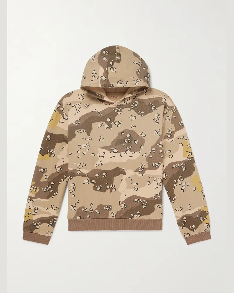 KAPITAL Peckish Choco-Chip Printed Cotton Hoodie Neutrals