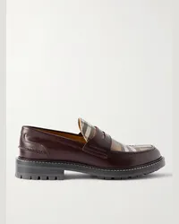 Burberry Pennyloafers aus Leder mit Karomuster Braun