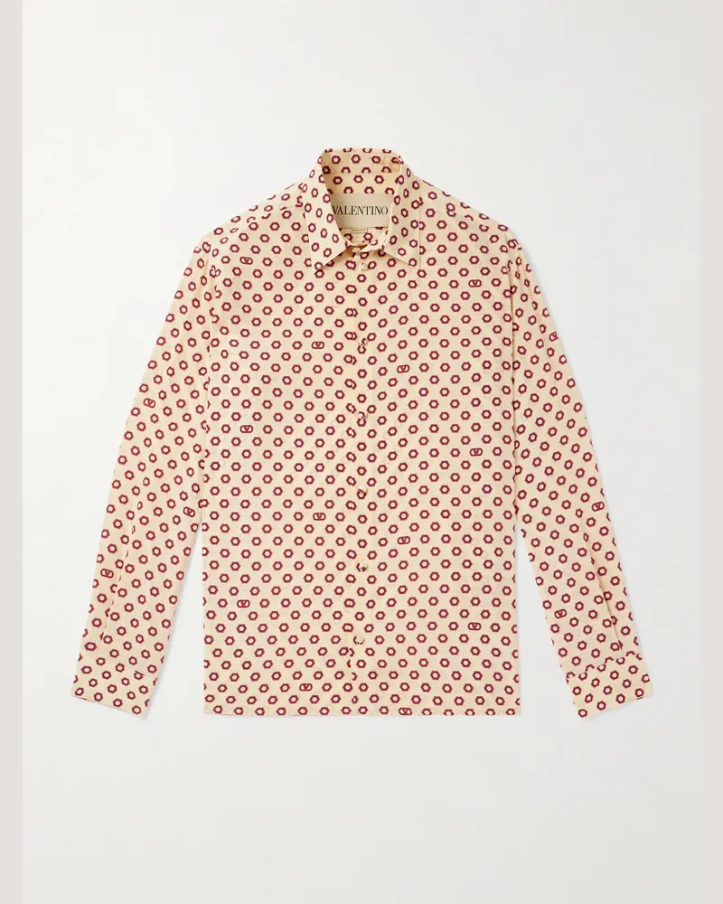 Valentino Garavani Hemd aus Crêpe de Chine aus Seide mit Print Neutral