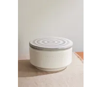 Dose aus Keramik mit gestreiftem Deckel