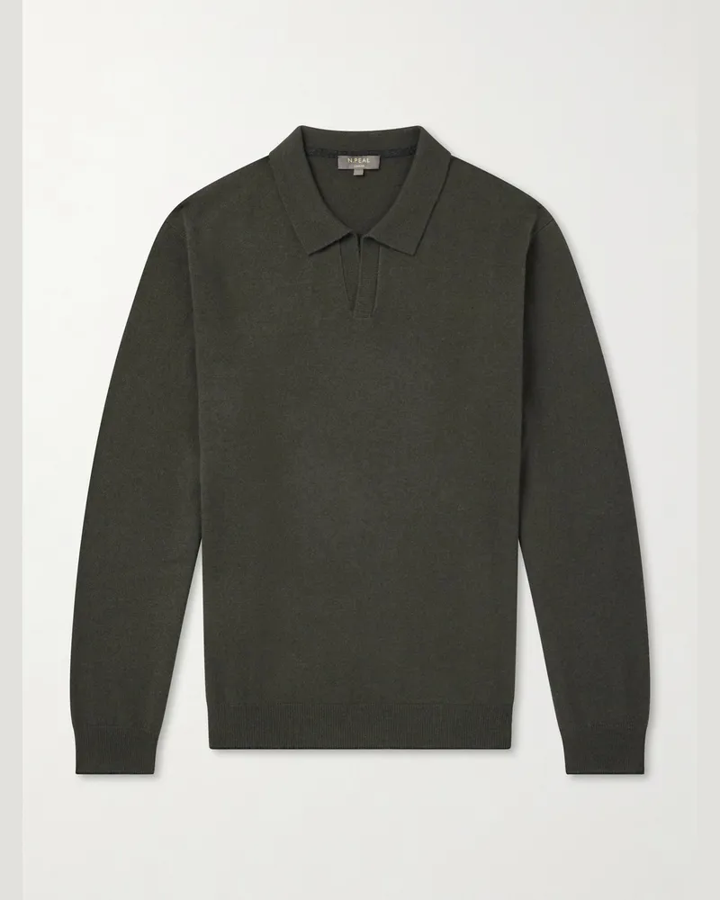 N.Peal Sloane Organic Cashmere Polo Shirt Brown