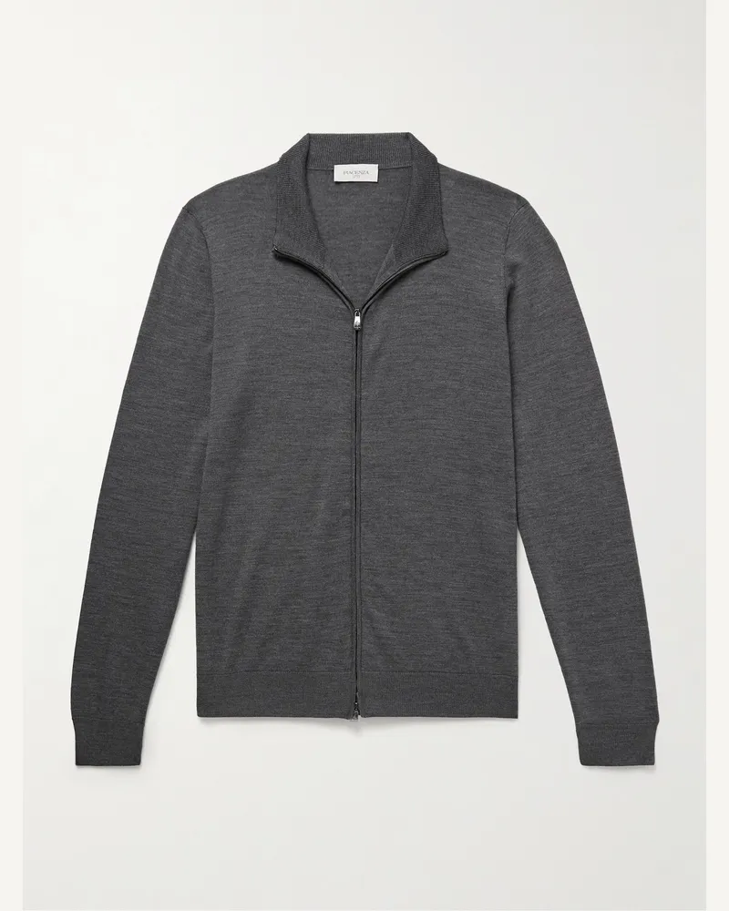 PIACENZA 1733 Schmal geschnittener Cardigan aus Wolle mit Reißverschluss Grau