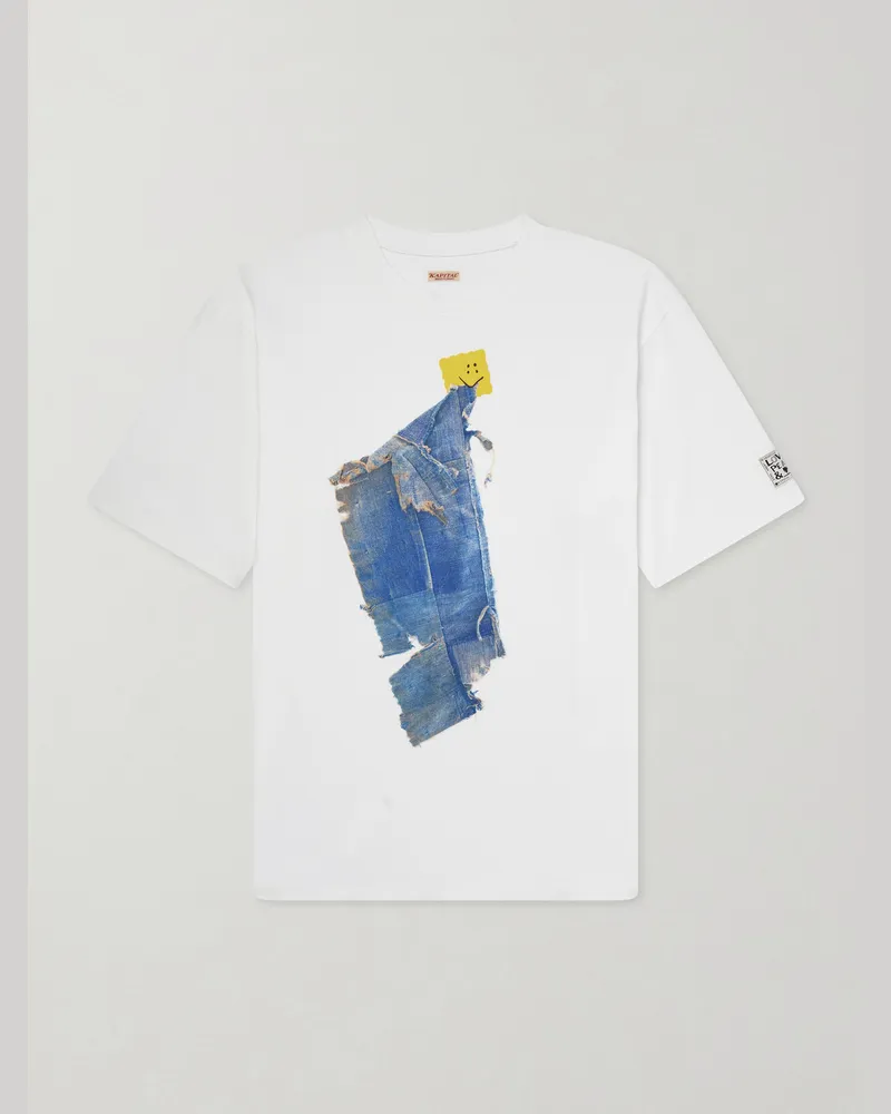 KAPITAL Printed Cotton-Jersey T-Shirt White