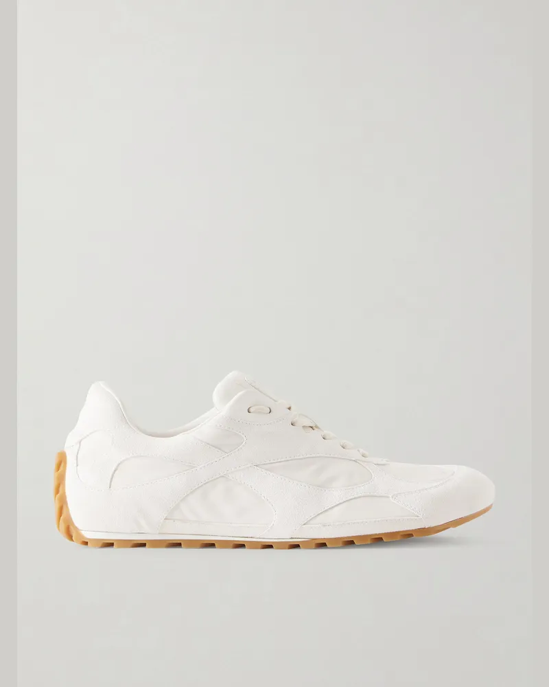 Bottega Veneta Orbit Flash Suede and Leather-Trimmed Shell Sneakers White