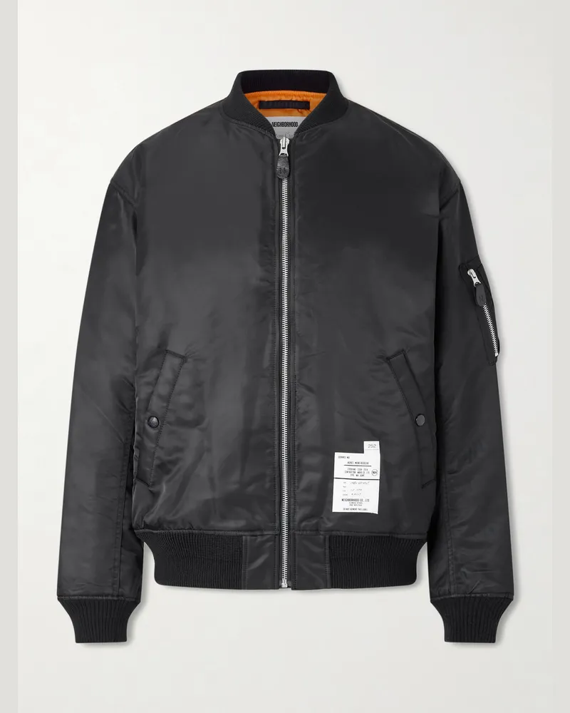 Neighborhood MA-1 Appliquéd Padded Twill Bomber Jacket Black