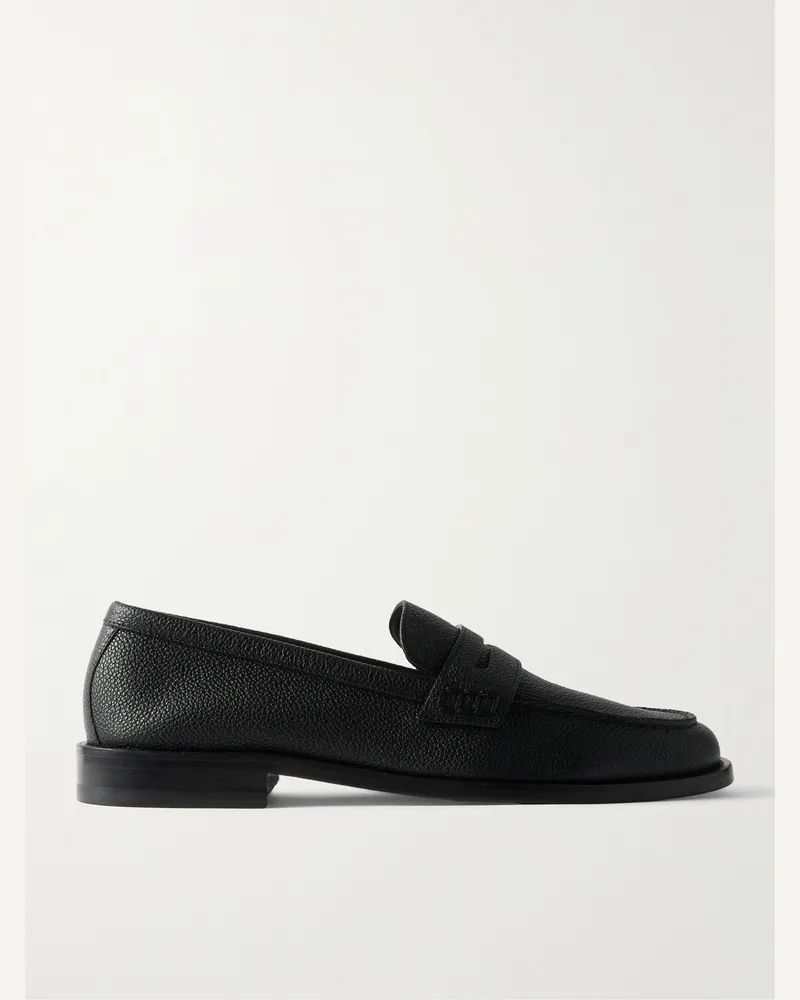Manolo Blahnik Perry Pennyloafers aus vollnarbigem Leder Schwarz