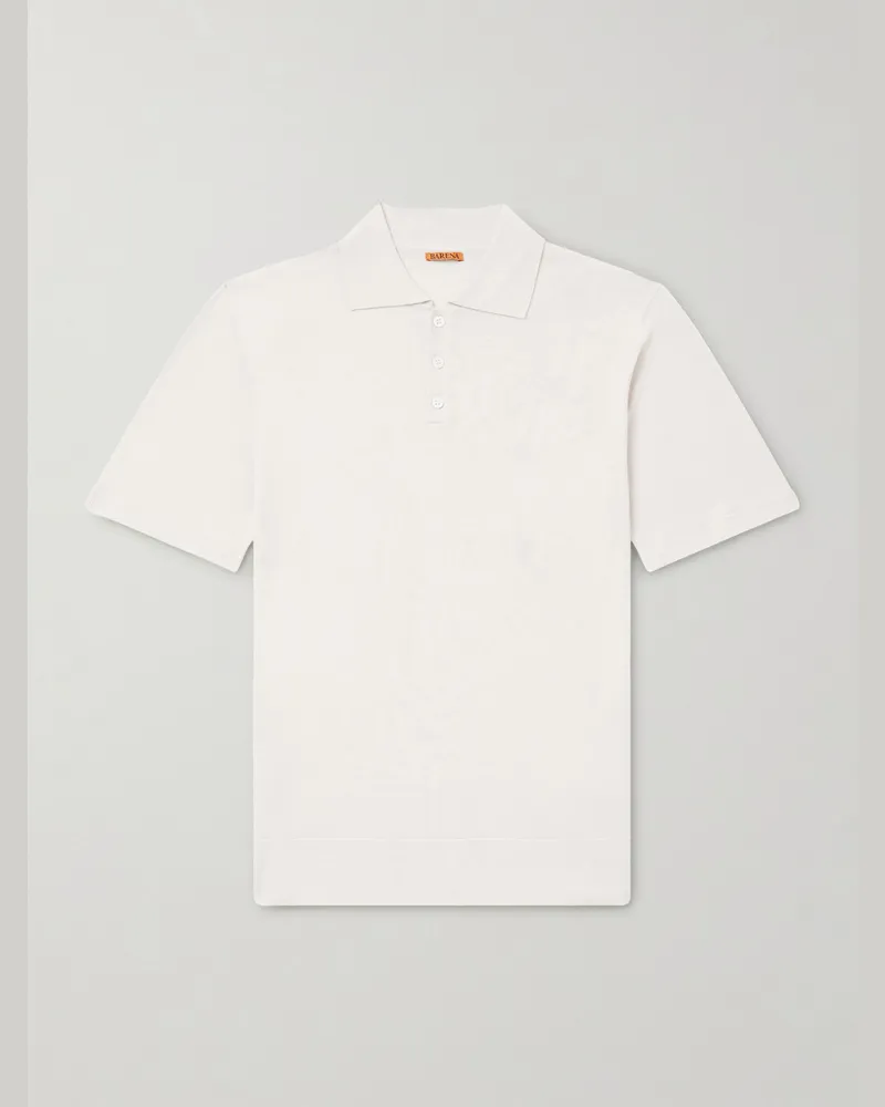 BARENA Marco Merino Wool Polo Shirt Neutrals