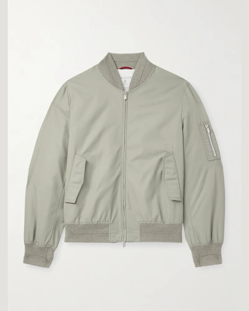 Brunello Cucinelli Bomberjacke aus wattiertem Nylon Grau