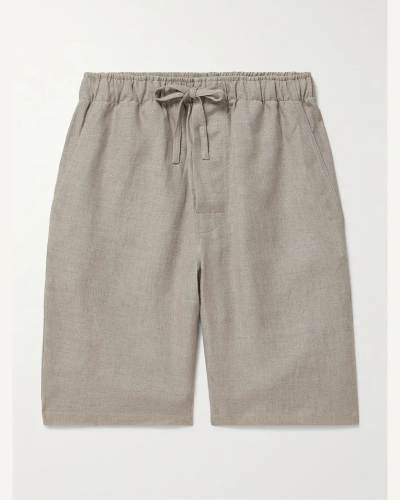 De Petrillo Schmal und gerade geschnittene Shorts aus Leinen mit Kordelzugbund Neutral