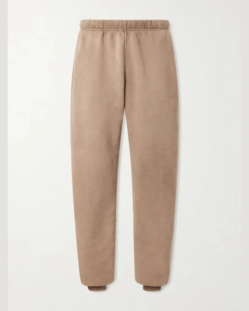 LES TIEN Tapered Garment-Dyed Cotton-Jersey Sweatpants Neutrals