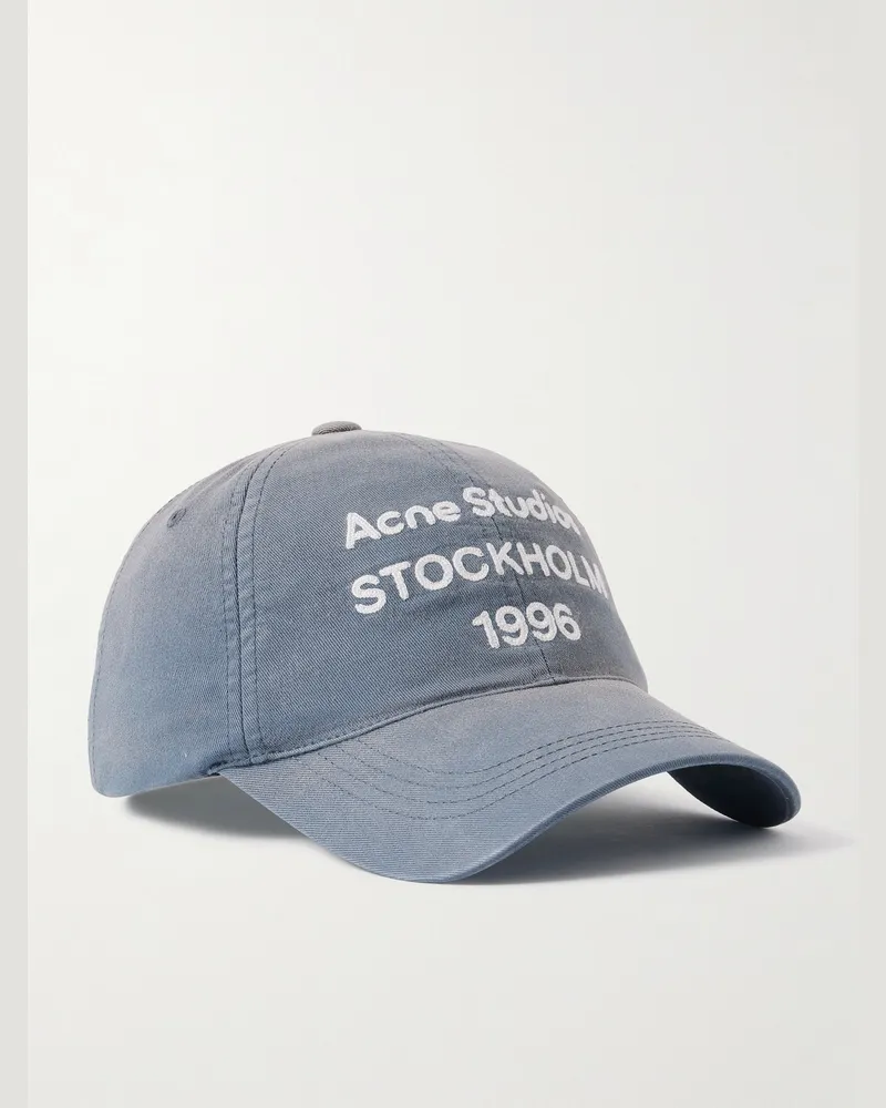 Acne Studios Logo-Embroidered Cotton-Twill Baseball Cap Blue