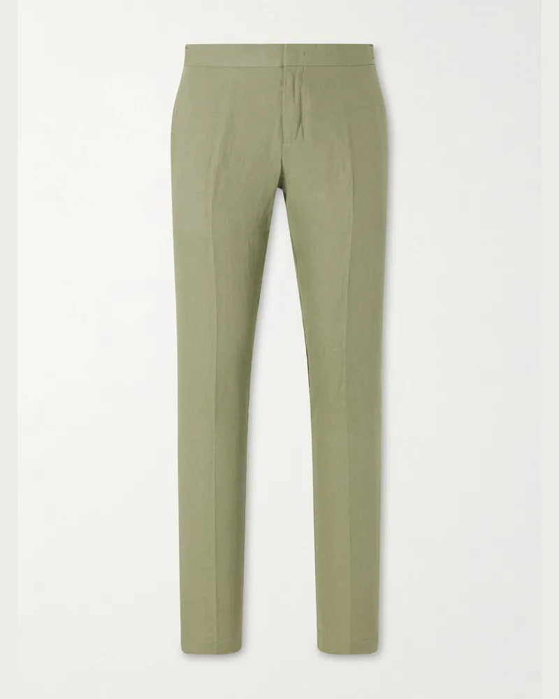 Orlebar Brown Griffon Tapered Linen Trousers Green
