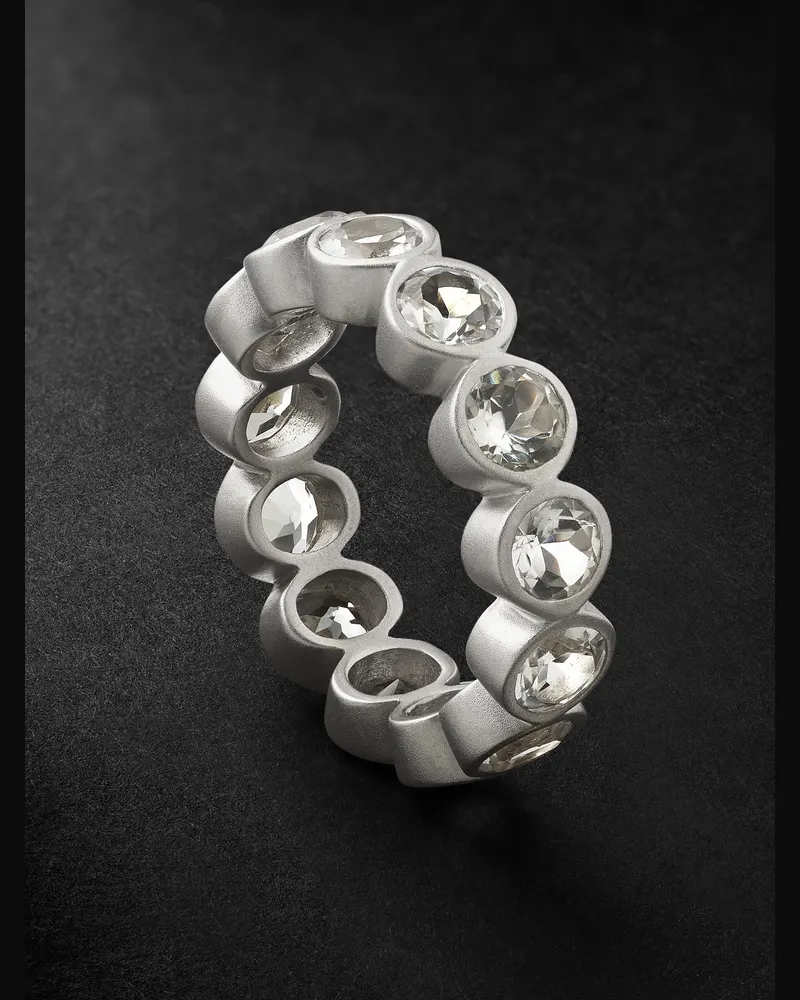 42 Suns Small Memoire-Ring aus 14 Karat Weißgold mit Topasen Silber