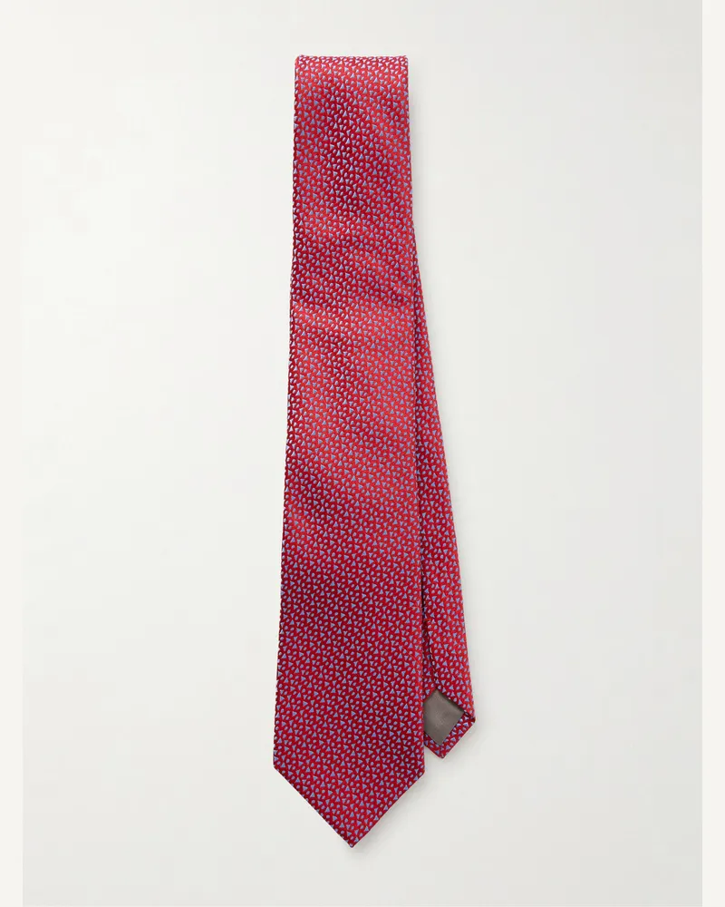 Charvet 8.5cm Embroidered Silk-Twill Tie Red