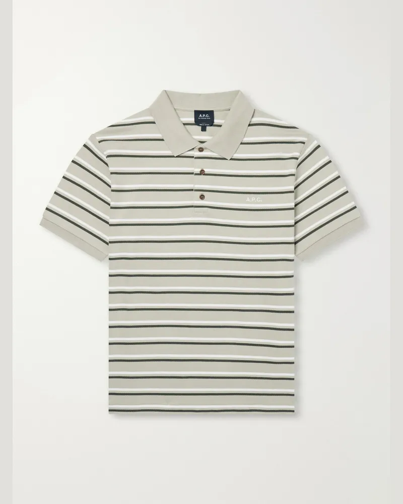 A.P.C. Joe Striped Cotton-Piqué Polo Shirt Multi