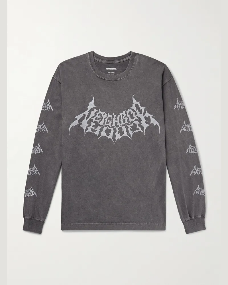 Neighborhood Oberteil aus Baumwoll-Jersey mit Logoprint Grau