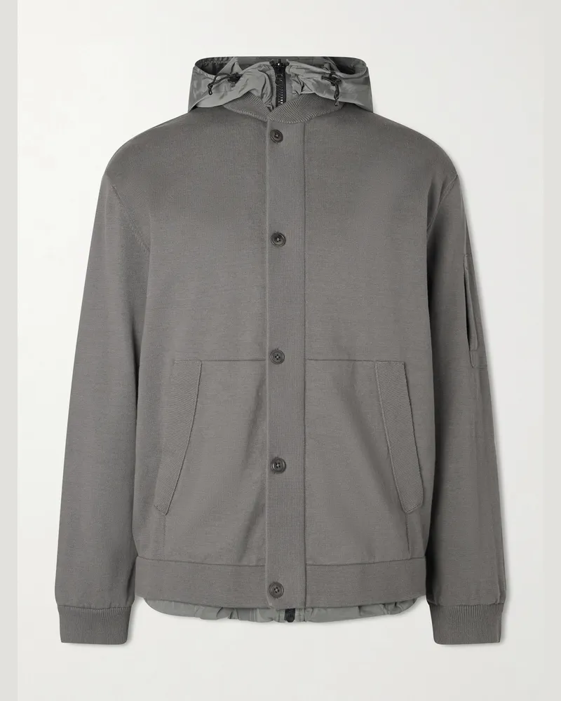 C.P. Company Wendbare Kapuzenjacke aus Baumwoll-Jersey mit Shell-Besatz und Logoapplikation Grau