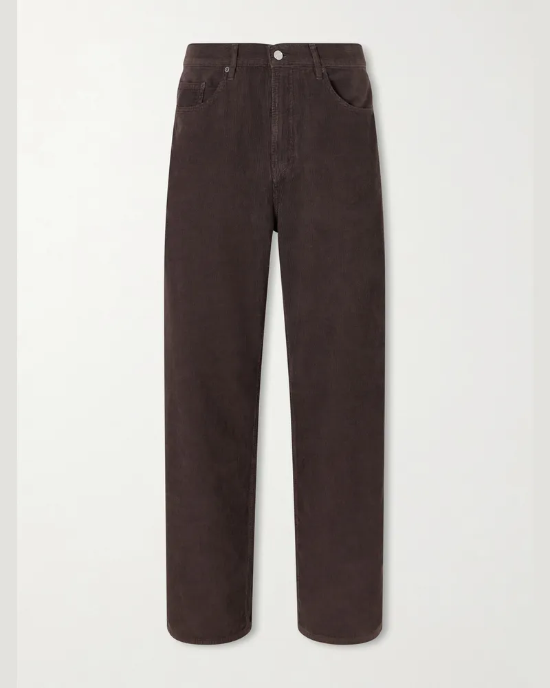 Frame Denim The Baggy Straight-Leg Cotton-Corduroy Jeans Brown