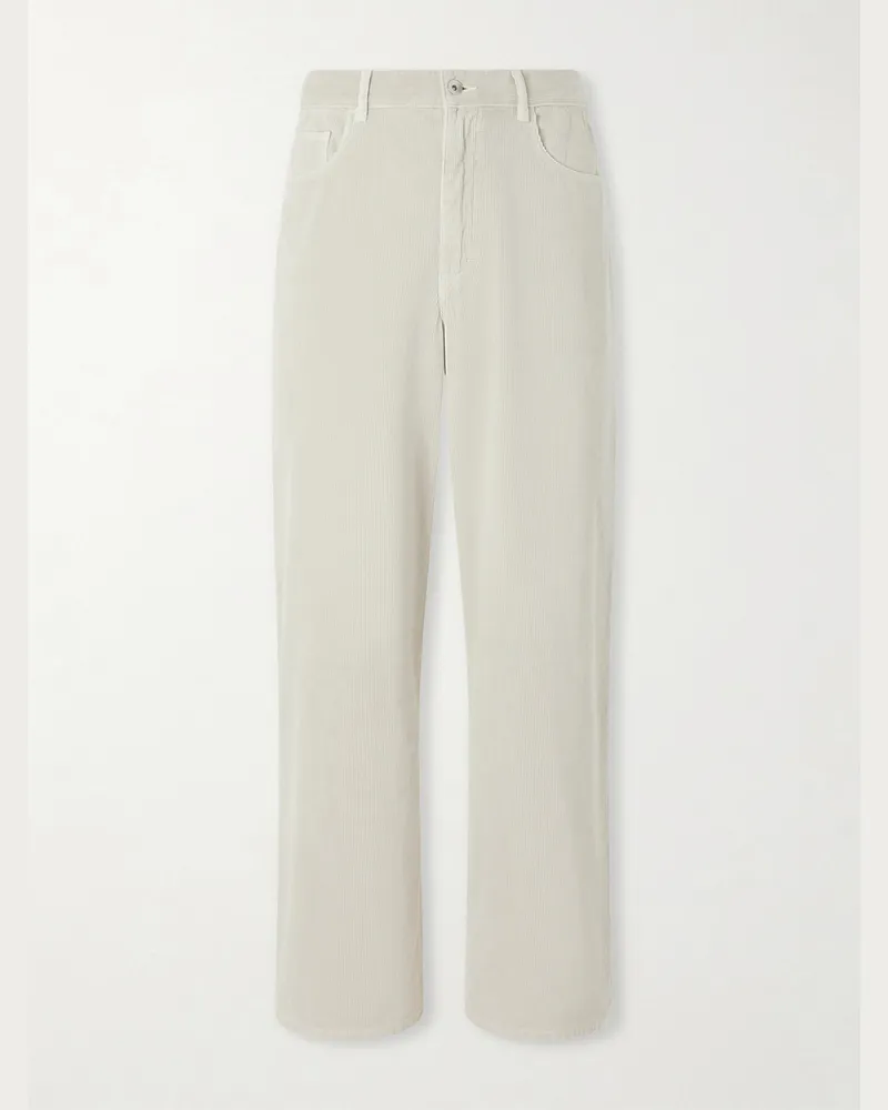AURALEE Wide-Leg Garment-Dyed Cotton-Corduroy Trousers Neutrals