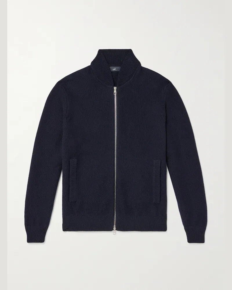 Dunhill Cardigan aus einer Baumwoll-Kaschmirmischung mit Reißverschluss Blau
