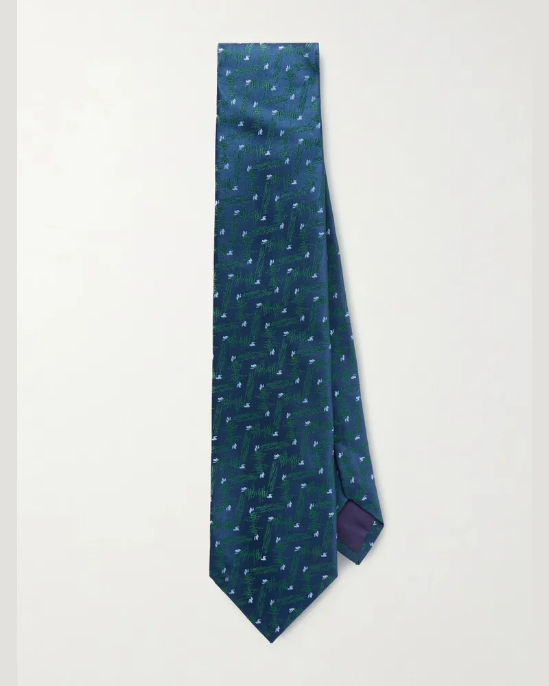 Charvet 8.5cm Embroidered Silk Tie Green