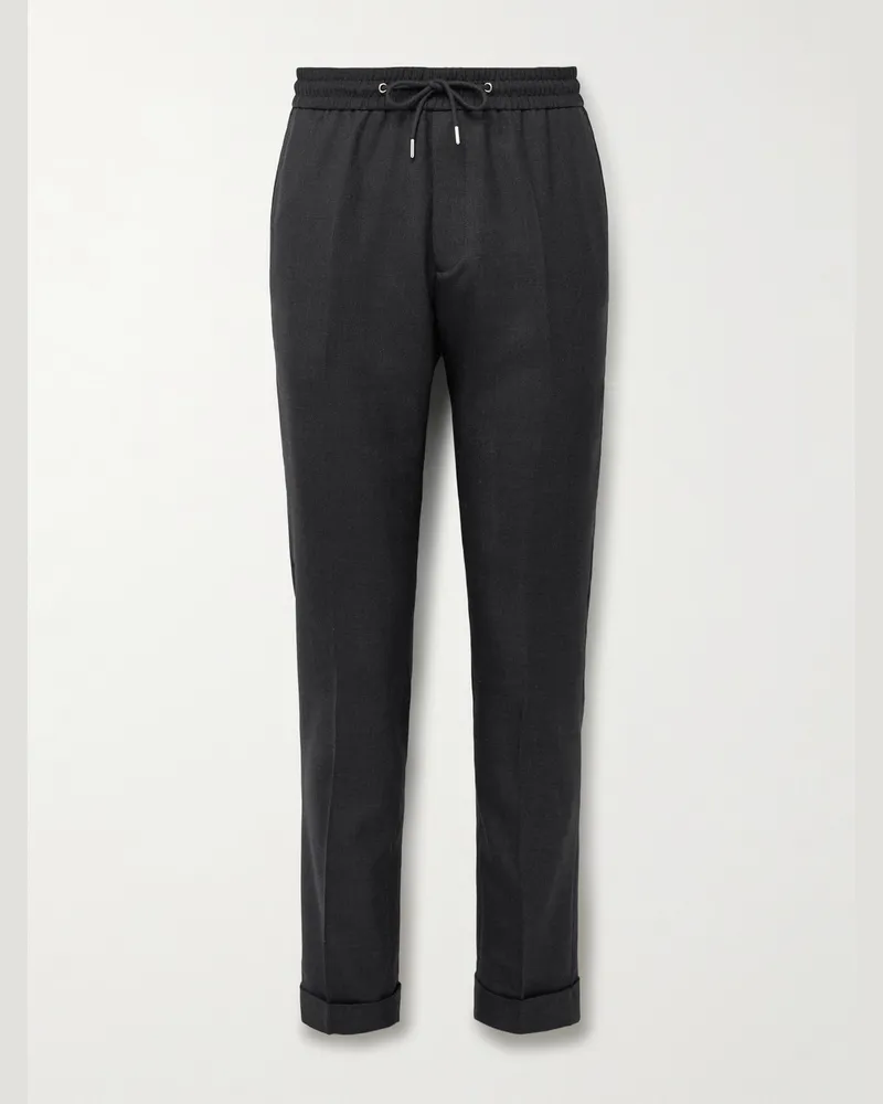 Paul Smith Schmal geschnittene Hose aus Kammwoll-Twill mit Kordelzugbund Schwarz