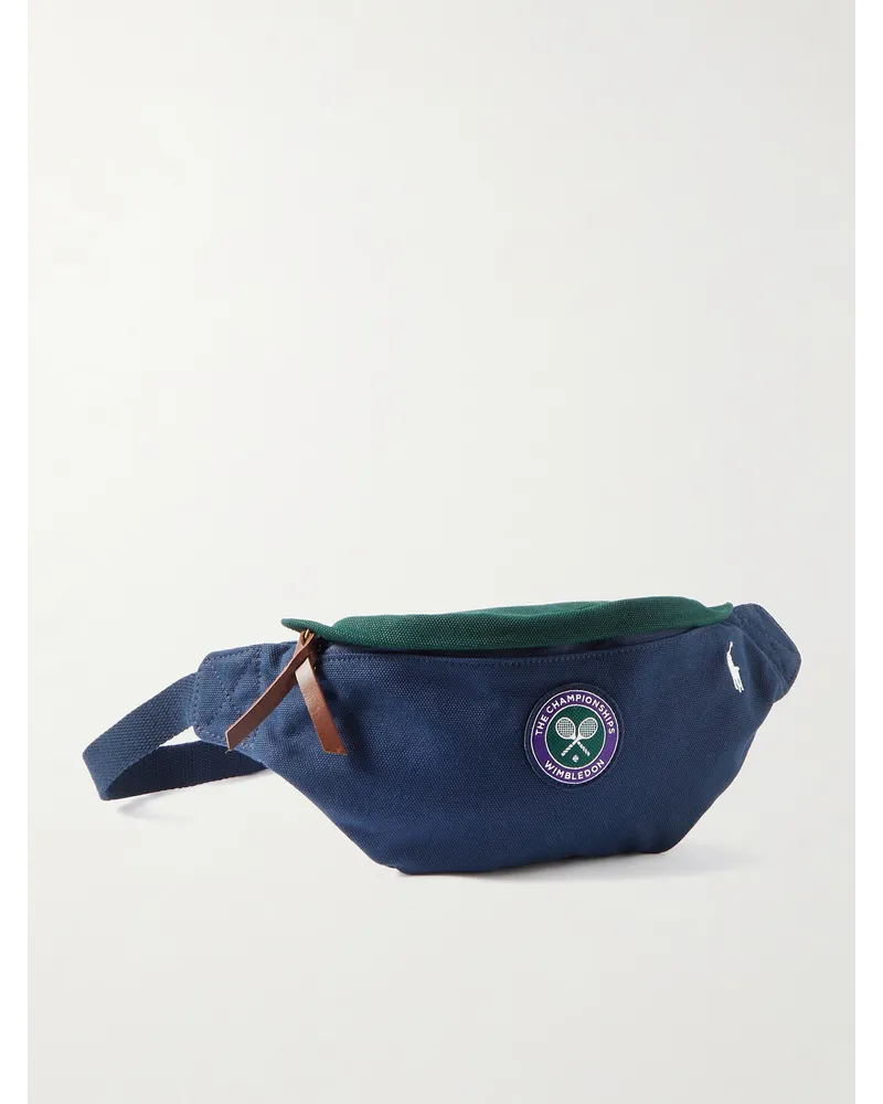 Ralph Lauren Wimbledon Gürteltasche aus Canvas mit Lederbesatz und Logoapplikation Blau