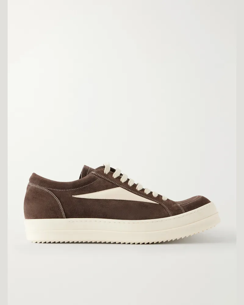 Rick Owens Vintage Full-Grain Leather-Trimmed Suede and Rubber Sneakers Brown