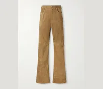 Geth Panelled Wide-Leg Suede Trousers
