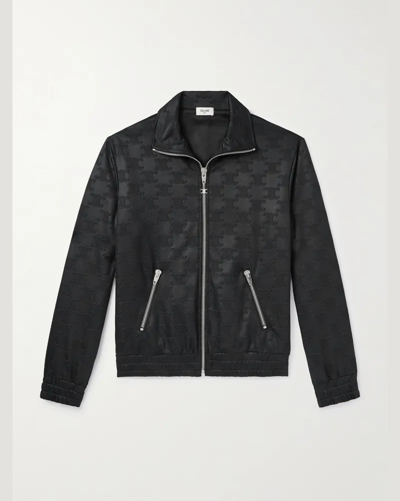 Celine Trainingsjacke aus technischem Jersey mit Jacquard-Logomuster Schwarz