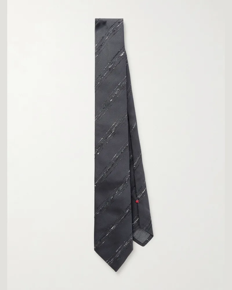 Brunello Cucinelli 8cm Silk and Cotton-Blend Tie Gray