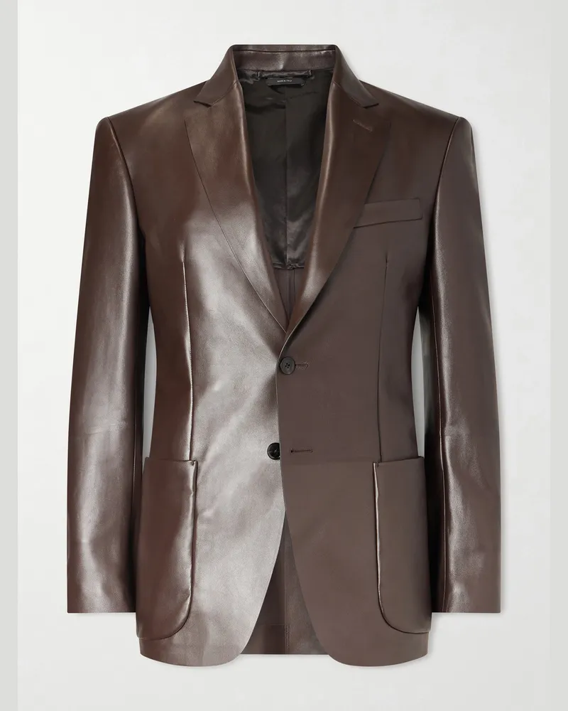 Tom Ford Leather Blazer Brown