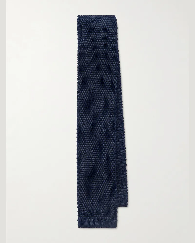 Brunello Cucinelli 6cm Knitted Silk Tie Blue