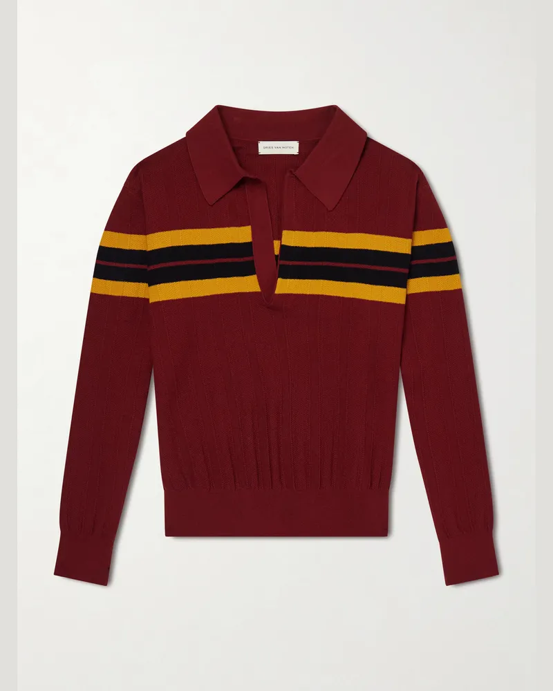 Dries van Noten Maona Strickpullover mit Polokragen Rot