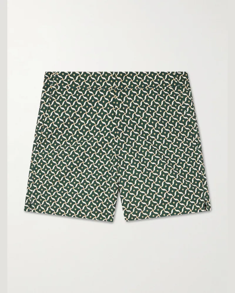 Frescobol Carioca Porto gerade geschnittene mittellange Badeshorts aus recyceltem Material mit Print Grün