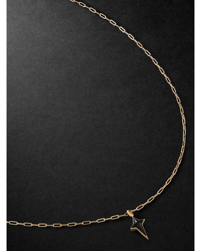 Stephen Webster New Cross Anhängerkette aus 18 Karat Gold mit Onyx Gold