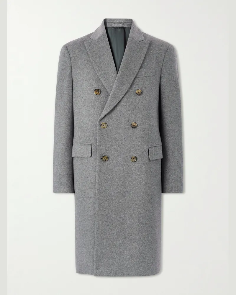 LARDINI Double-Breasted Wool Coat Gray