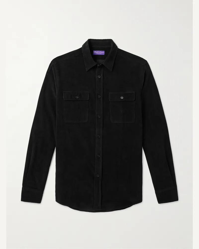 Ralph Lauren Hemd aus Cord aus einer Baumwoll-Kaschmirmischung Schwarz