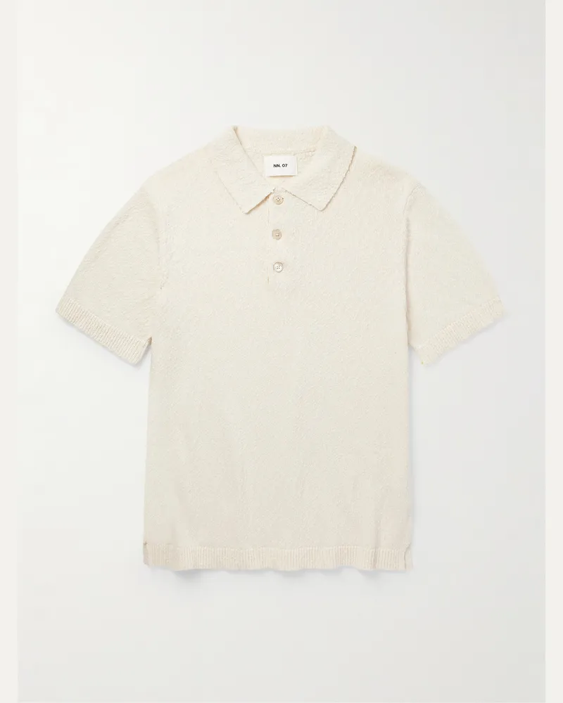 NN 07 Randy 6690 Cotton Bouclé Polo Shirt Neutrals