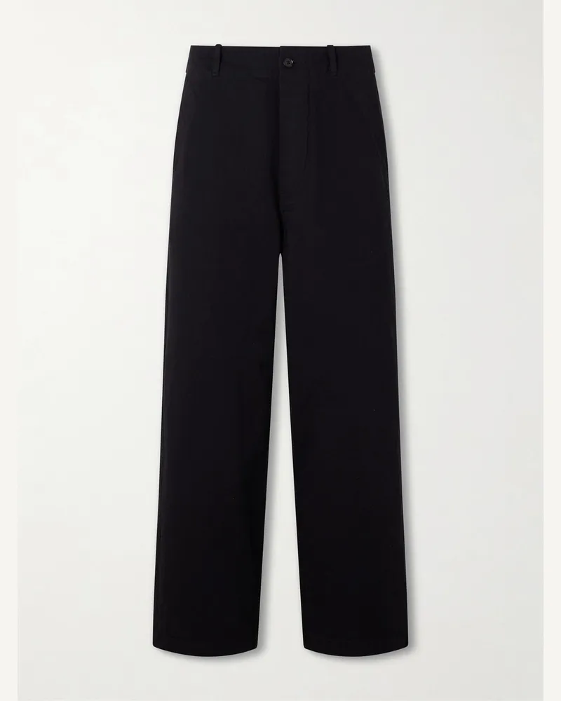 Kaptain Sunshine Wide-Leg Cotton-Drill Trousers Black