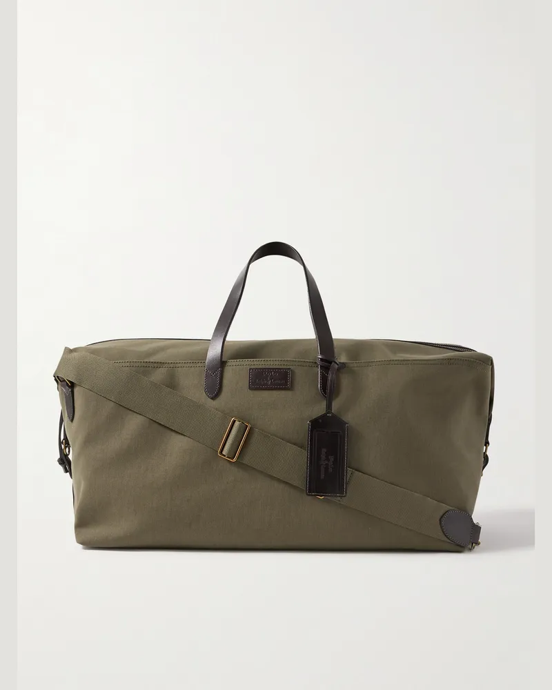 Ralph Lauren Bowling-Tasche aus Canvas mit Lederbesatz Grün