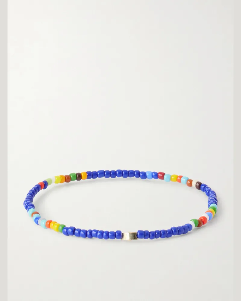 Luis Morais 14-Karat Gold Beaded Bracelet Blue