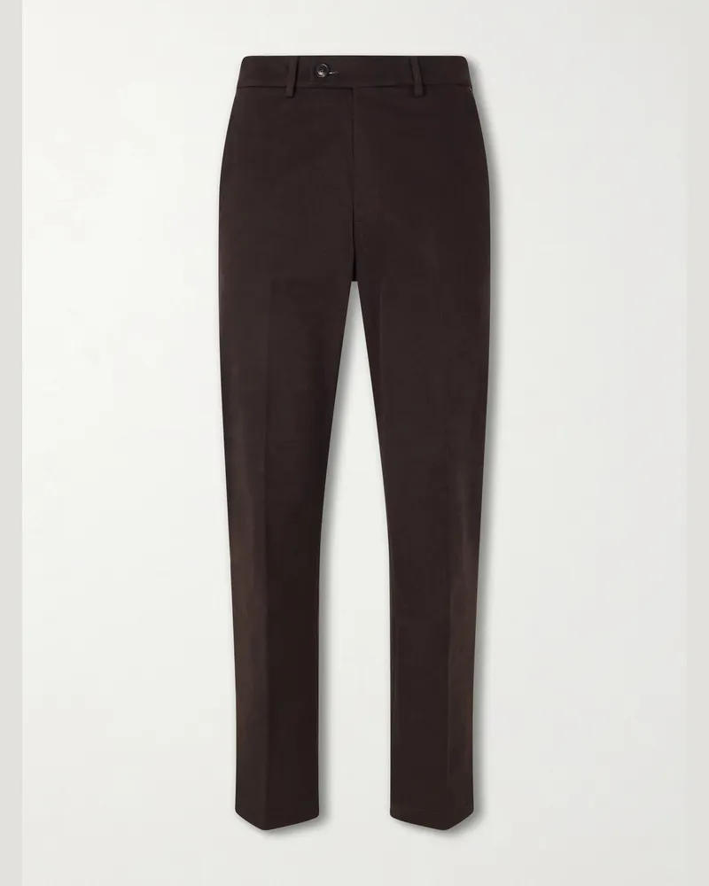 PURDEY Straight-Leg Stretch Cotton-Twill Trousers Brown