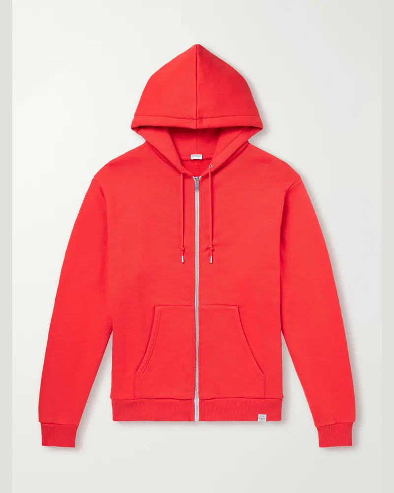 Totême Cotton-Fleece Zip-Up Hoodie Red
