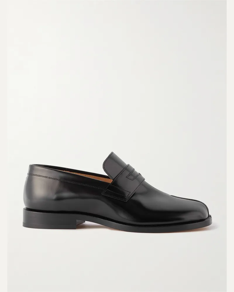 Maison Margiela Tabi Loafers aus gebürstetem Leder Schwarz