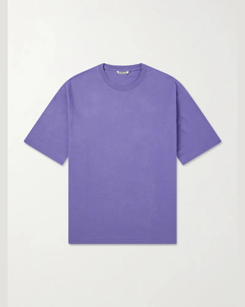AURALEE Organic Cotton-Jersey T-Shirt Purple